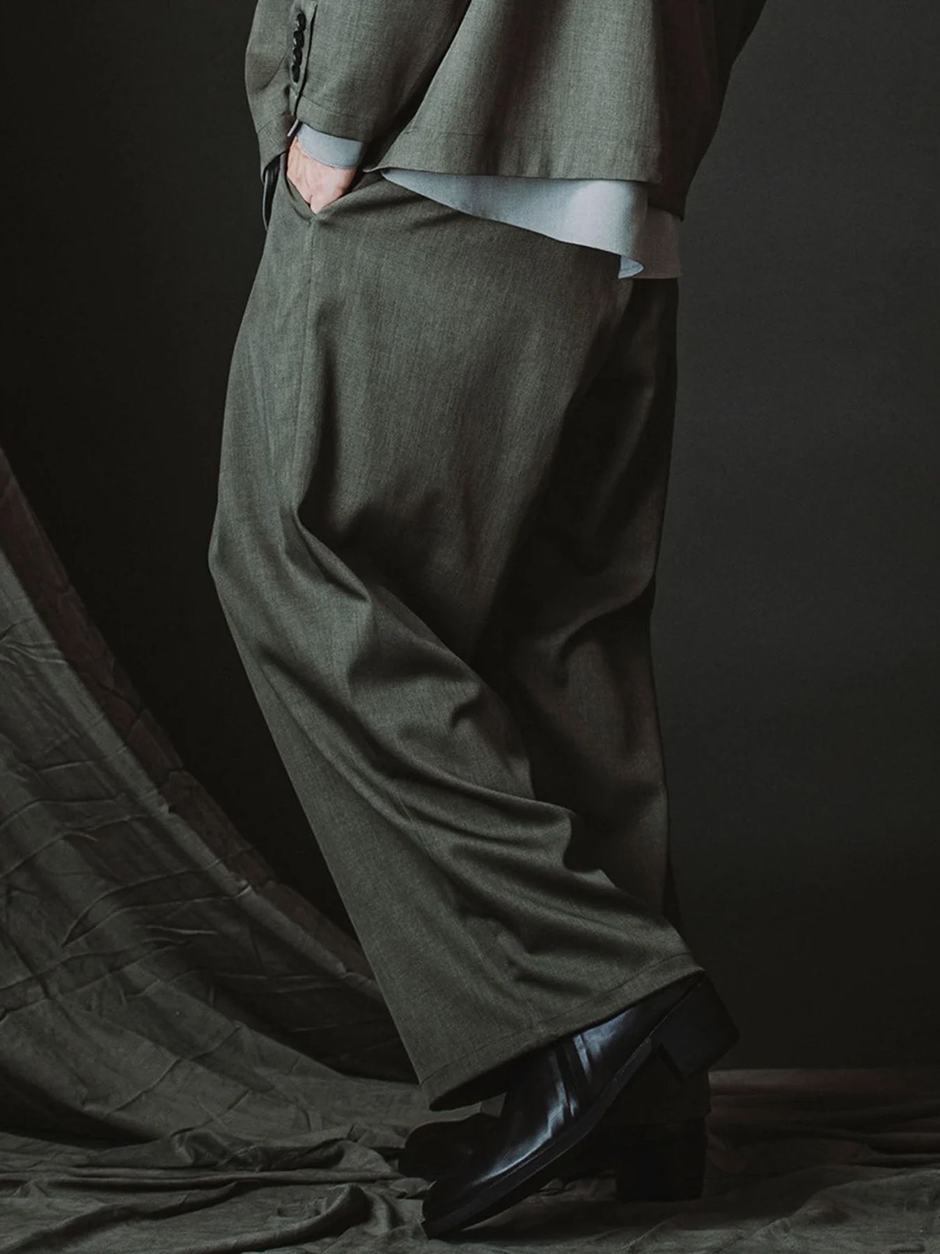 2WAYクロスタックイージーワイドトラウザーズ / グレー【NOID.】