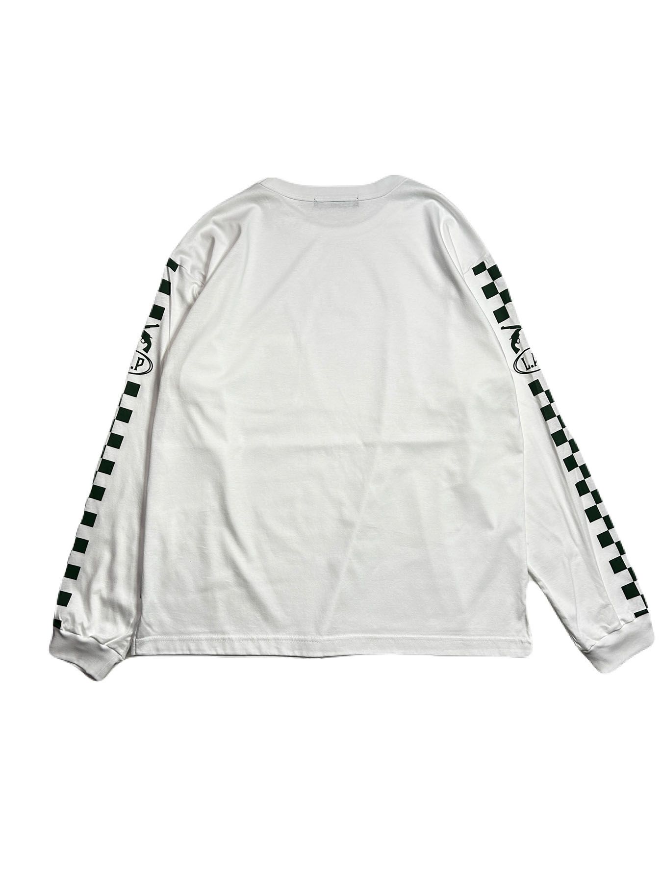 【予約品 8月10日(日) 締切 】CHECKER L/S T / チェッカー ロングスリーブ Tシャツ / ホワイト×グリーン