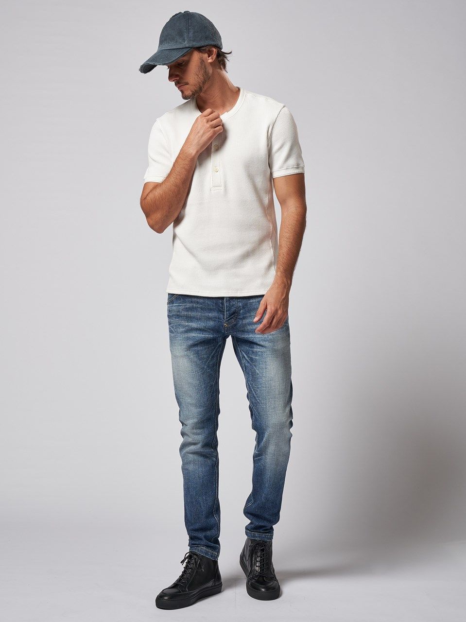 《予約品》 waffle henley / Tシャツ / ホワイト