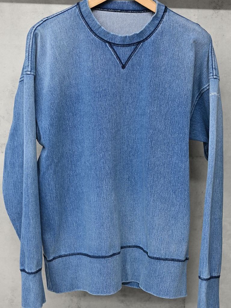 《予約11月17日19時締め》  DENIM JERSEY loose trainer / トレーナー / ライトインディゴ