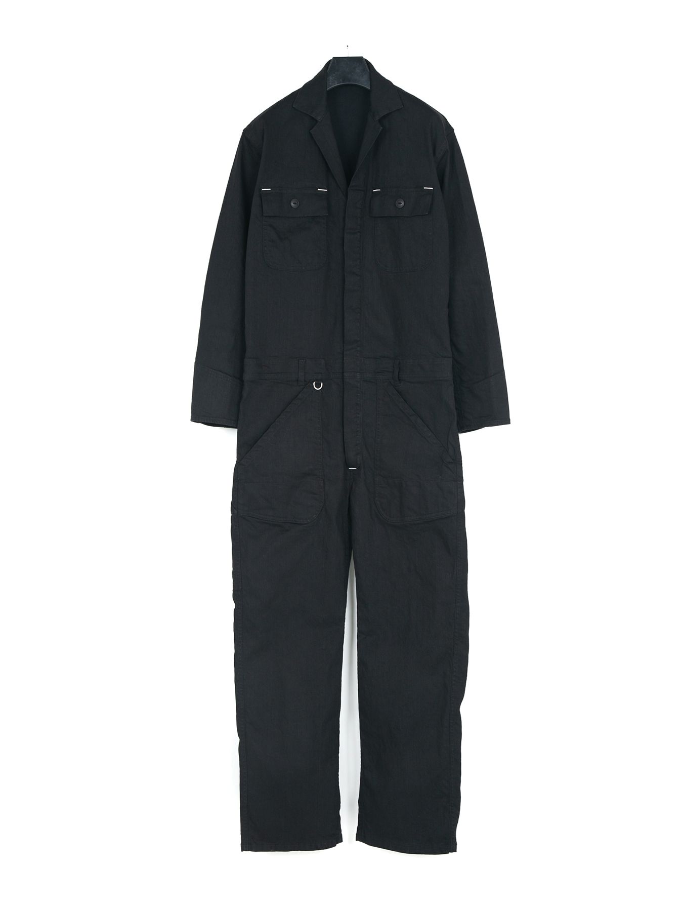 【予約品 9月27日(日) 締切】10oz オーガニックコットン ストレッチデニム エンジニア カバーオール / Over Drive / BLACK