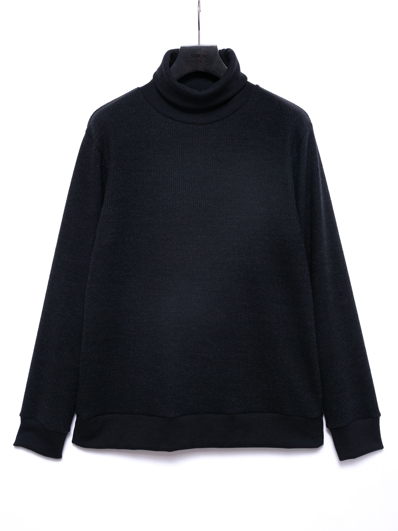 【予約品 4月6日(月) 締切】Acrylic Wool Knit Turtleneck Cut&Sew / アクリルウールニット タートルーネック ニットソー / ブラック