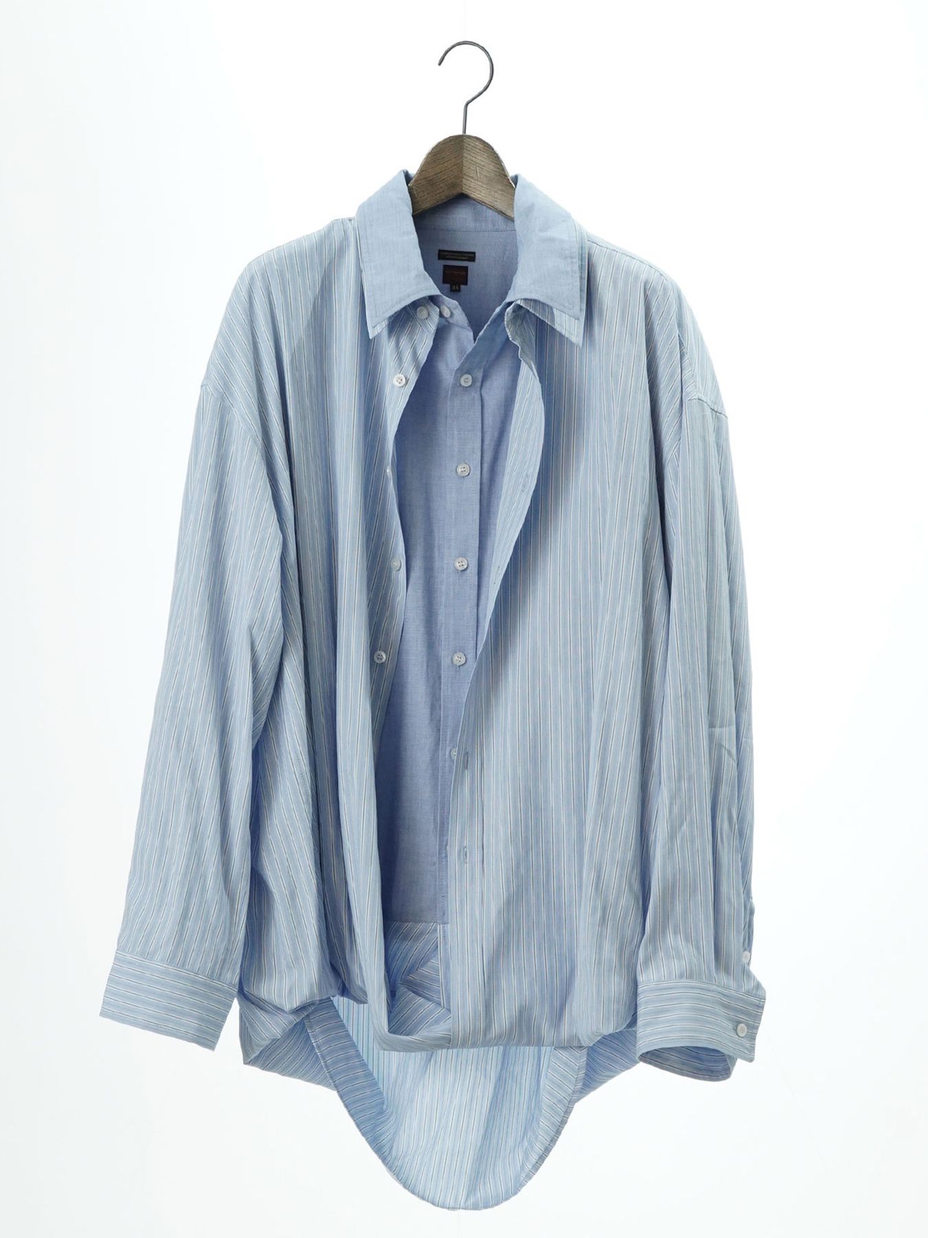【予約品 10月26日(日) 締切】DOUBLESHIRT / レイヤード ストライプシャツ / SAX.st