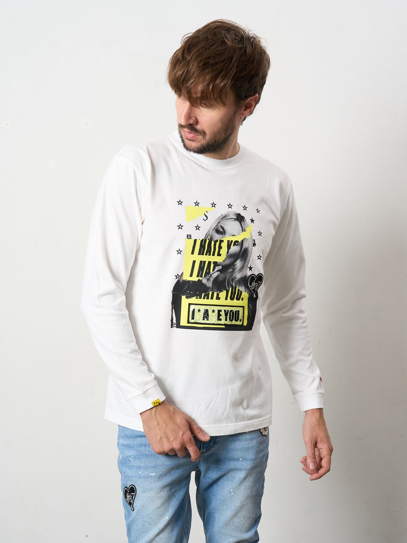 【予約品 5月8日(木) AM10時 締切】 5.6ozコットン天竺 I HATE YOU シークインLS Tシャツ / ホワイト