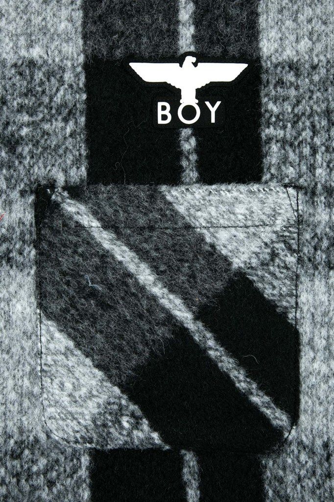 シャギー チェック コーチジャケット / ブラック 【BOY LONDON】