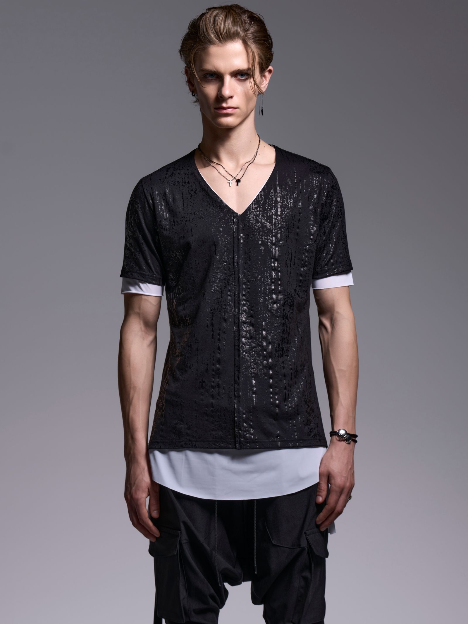 【予約品 1月4日(日) 締切】Layered-T / ドレイヤードTシャツ / ブラック