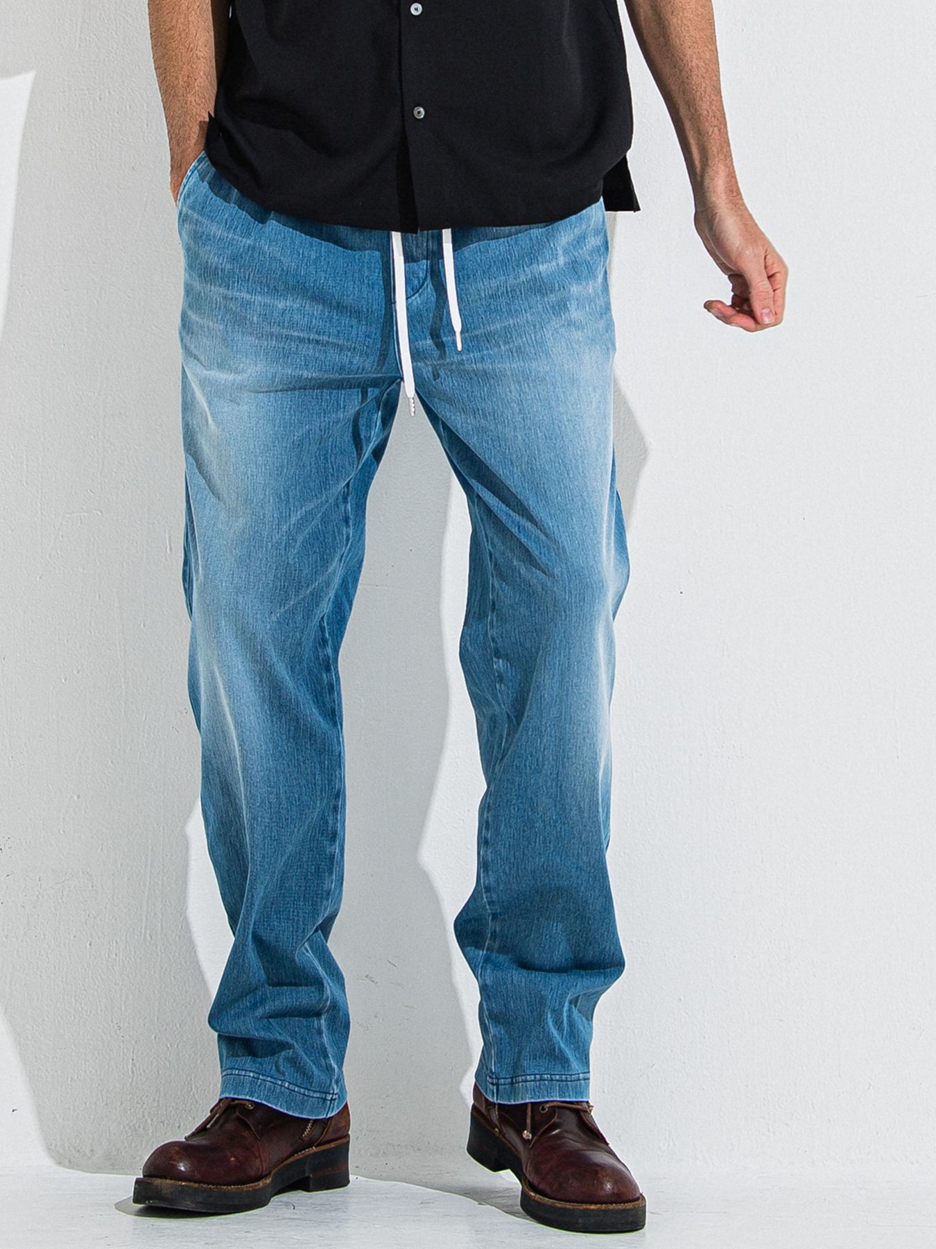 DENIM JERSEY WIDE PT / デニムジャージワイドパンツ / ライトインディゴ