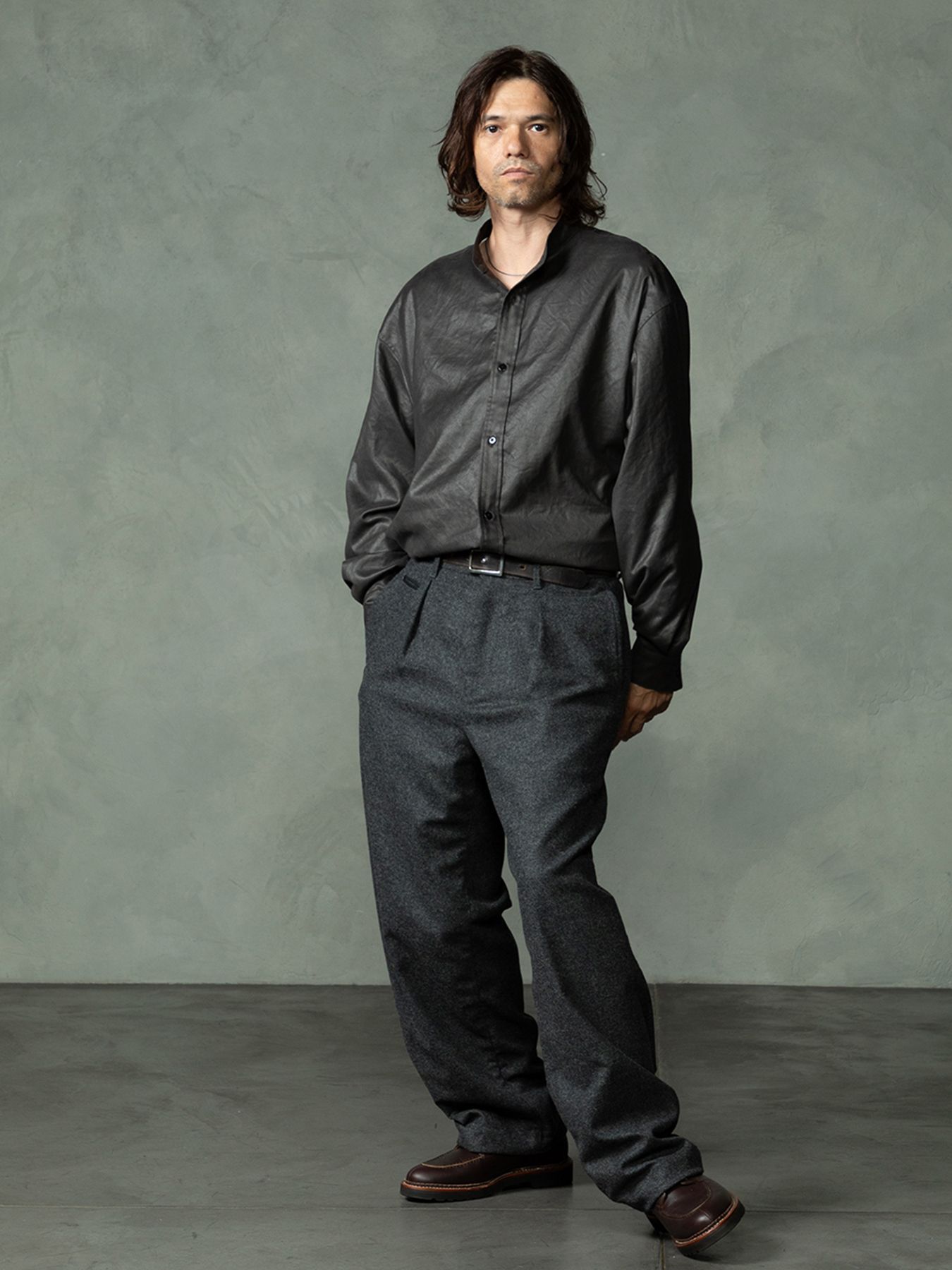 【予約品 7月5日(日) 締切】LUSTER OFFICERSHIRTS / ラスターオフィサーシャツ / チャコール