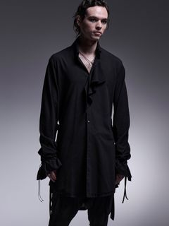 【予約品 】Shirring Frill Shirt / シャーリングフリルシャツ / ブラック