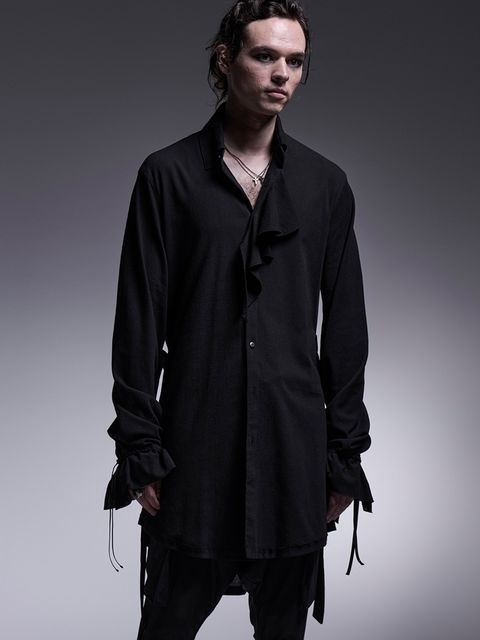 【予約品 】Shirring Frill Shirt / シャーリングフリルシャツ / ブラック