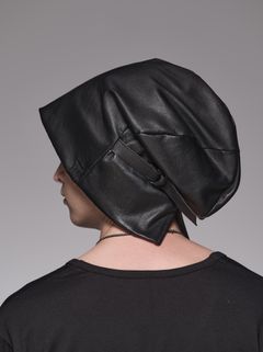 《予約品6/17締め》 StretchLeatherCap /鹿 レザーキャップ 調整ベルト付/ ブラック