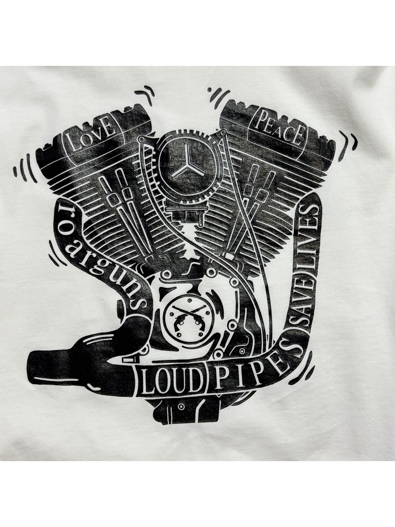 【予約品 3月9日(月) 18:00 締切】ORG/CO L/TEE ENGINE / エンジンプリント オーガニックコットン ロンT / ホワイト