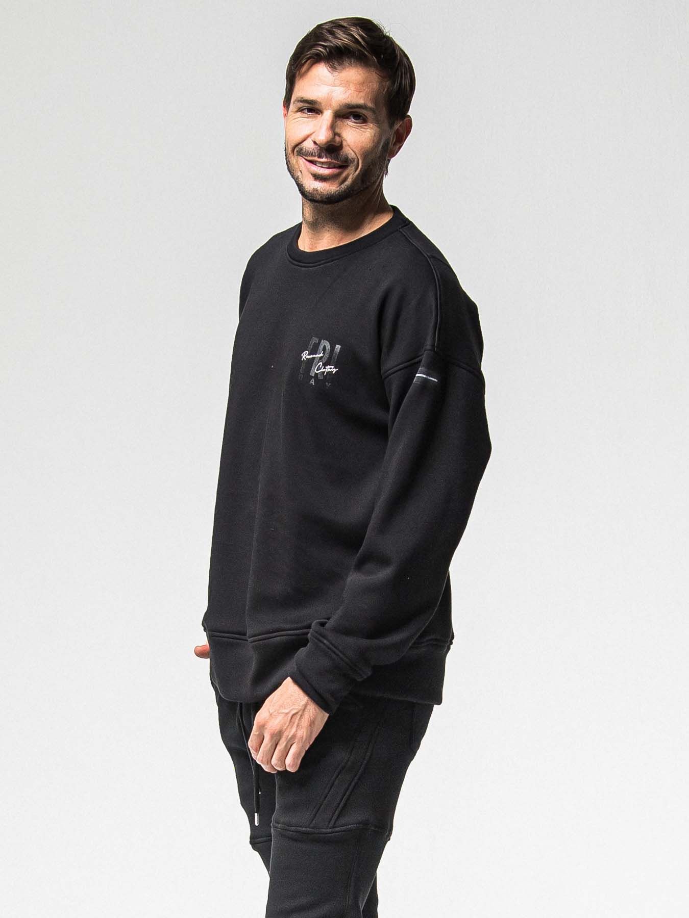 【予約品 8月31日(日) 締切】FRIDAY STANDARD LOGO VEROURS FLEECE TRAINER / FRIDAYコラボ スタンダードロゴ ベロアフリース トレーナー / ブラック