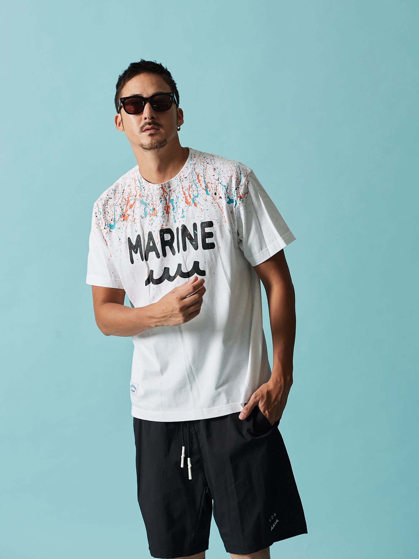 【予約品 10月9日(木) 締切】muta Splash Marine Logo Tee / Tシャツ / ホワイト【Acanthus × muta MARINE】