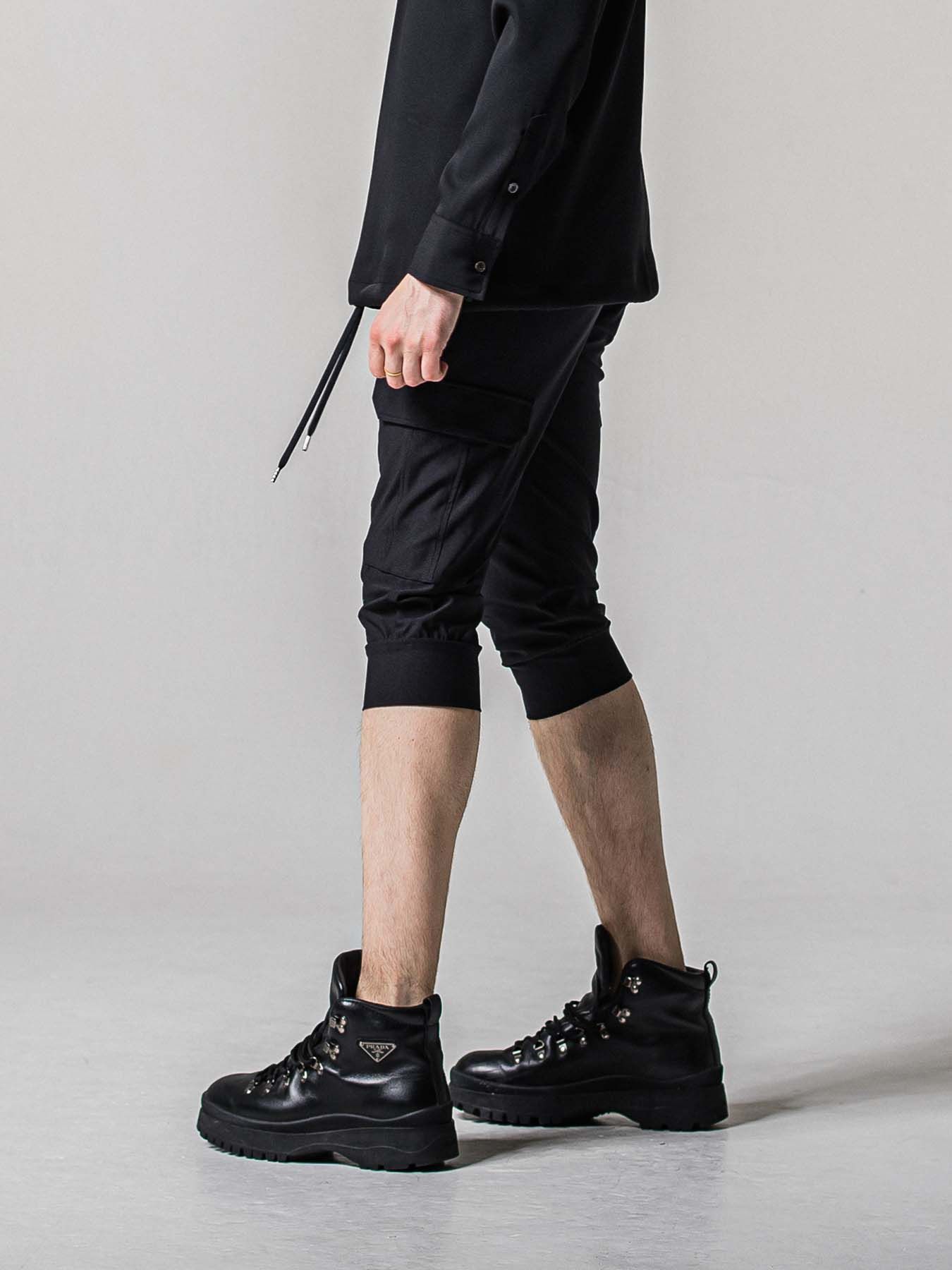 【予約品 11月16日(日) 締切】CARGO CROPPED PT / カーゴクロップド ジャージパンツ / ブラック