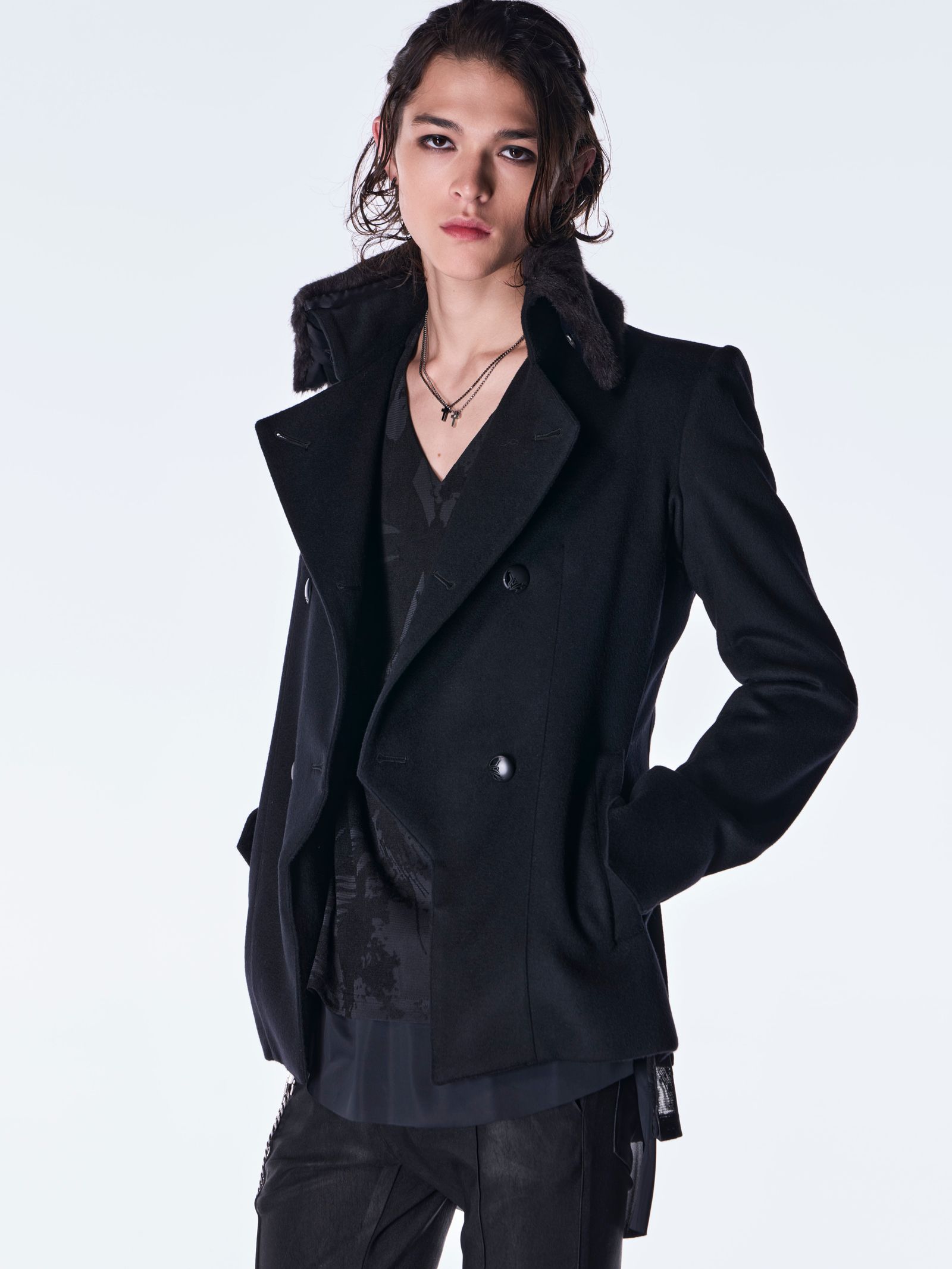 【予約品 6月29日(月) 締切】Beaver Fur Napoleon Jacket / ファー ナポレオンジャケット / ブラック