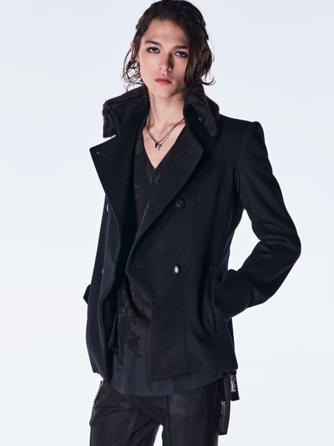 【予約品 6月29日(月) 締切】Beaver Fur Napoleon Jacket / ファー ナポレオンジャケット / ブラック
