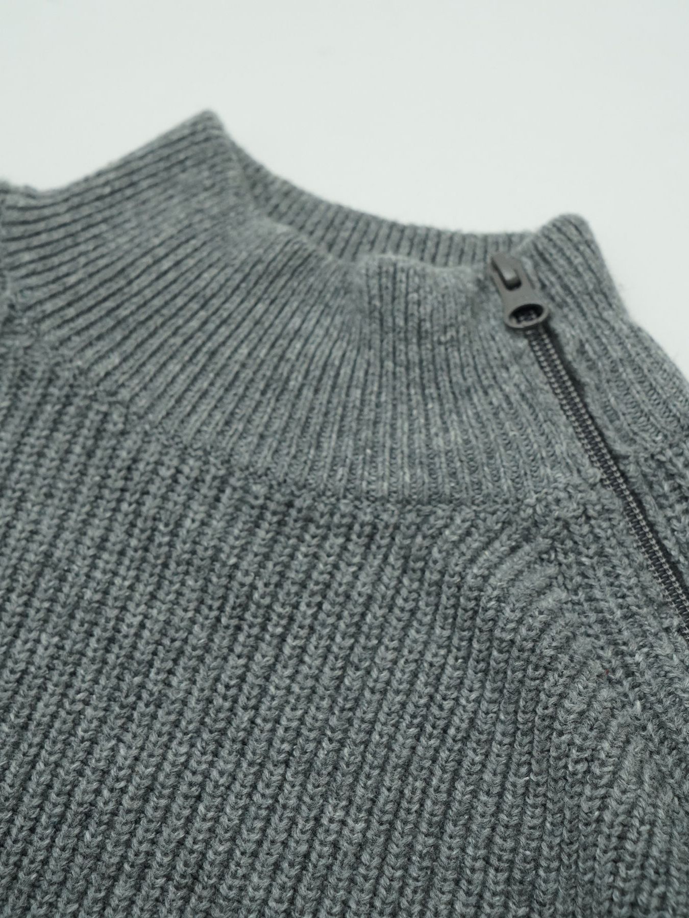【予約品 】ZIPHI / ジップ ハイネック ニット / 杢グレー