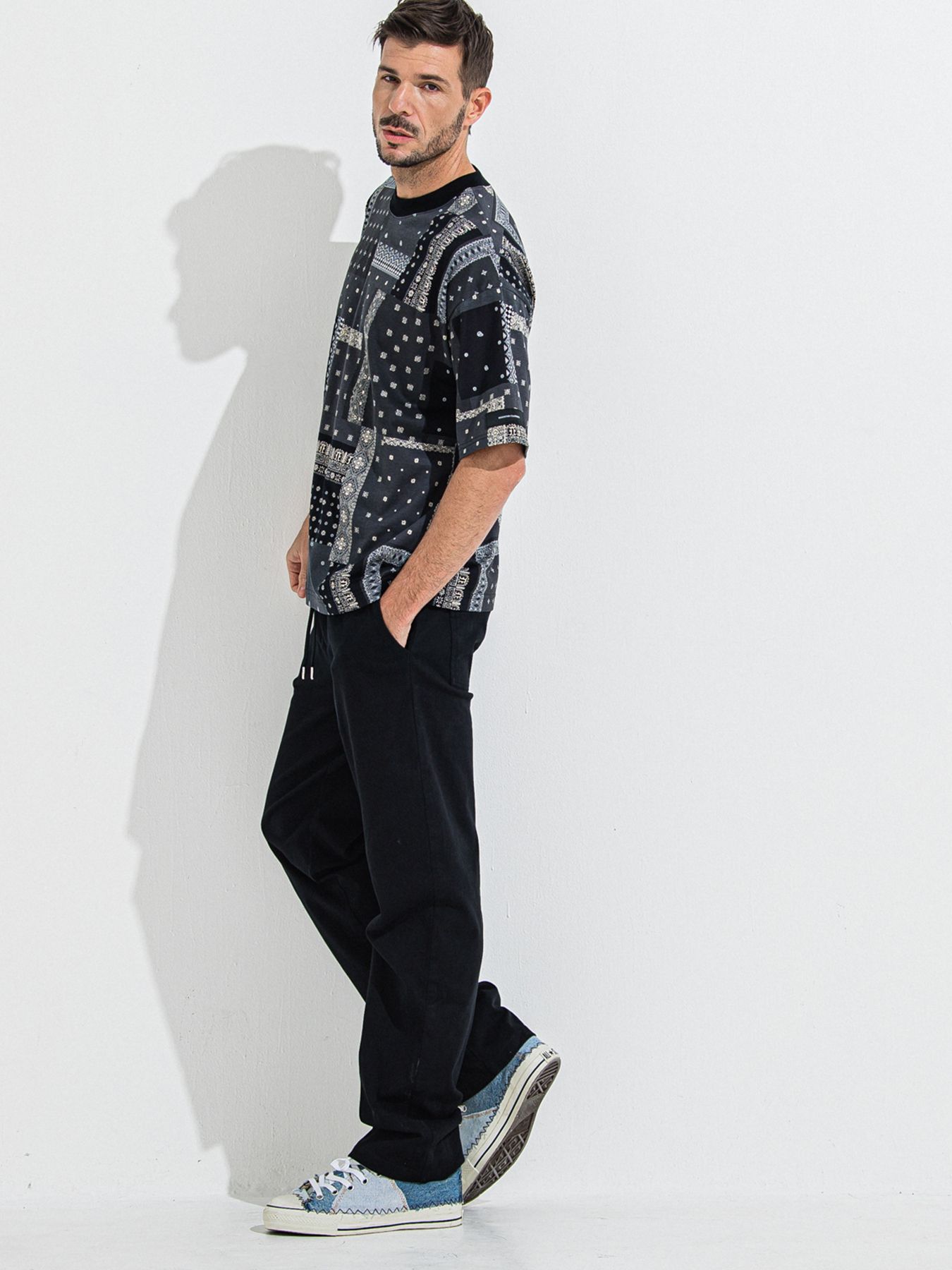【予約品 】DENIM JERSEY WIDE PT / デニムジャージワイドパンツ / ブラック