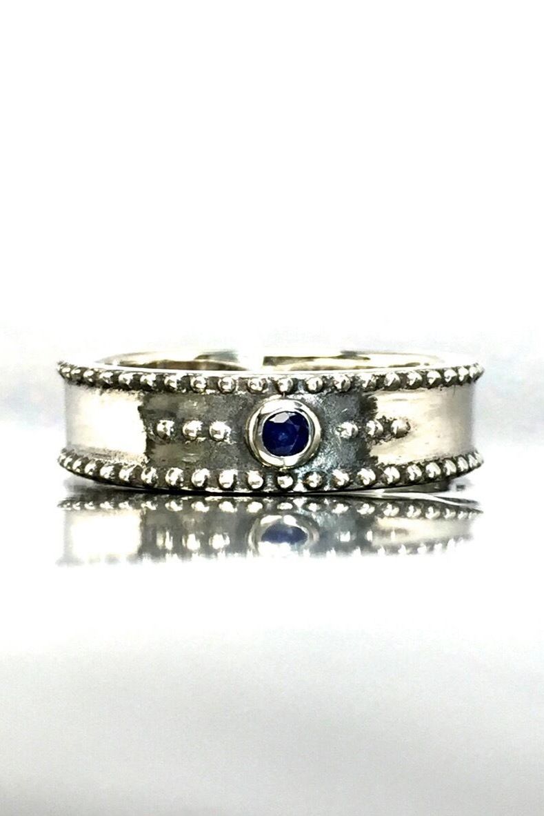 《受注生産》 STUD RING [S] with SAPPHIRE サファイア リング 【注文から2~3週間後入荷予定】