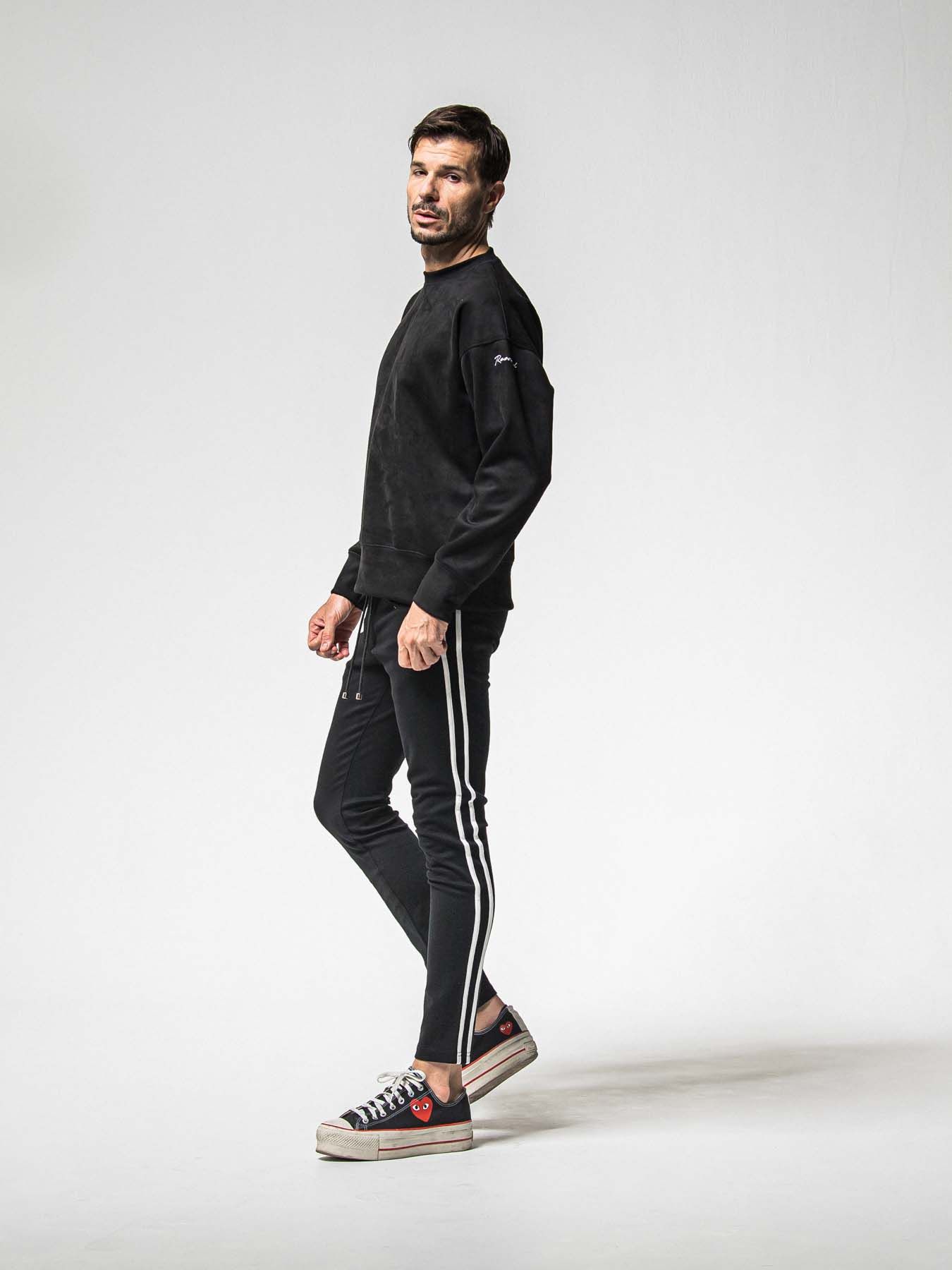【予約品 8月31日(日) 締切】SUEDE DROP TRAINER / スウェード ドロップショルダートレーナー / ブラック