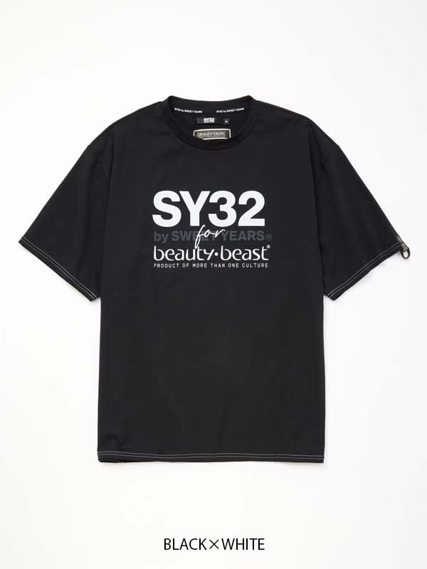 Wネームコラボ beauty:beast × SY32  BASIC S/S TEE / ブラック×ホワイト 【SY32 by SWEET YEARS】