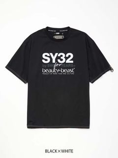 Wネームコラボ beauty:beast × SY32  BASIC S/S TEE / ブラック×ホワイト 【SY32 by SWEET YEARS】