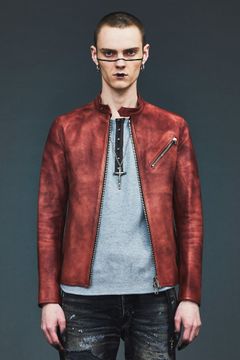 《予約品》 フルタンニン鞣し ジャパンカーフスキン 燃焼製品染め シングルライダース SLATER / BURGUNDY 【STRUM】 9月下~10月上旬入荷予定