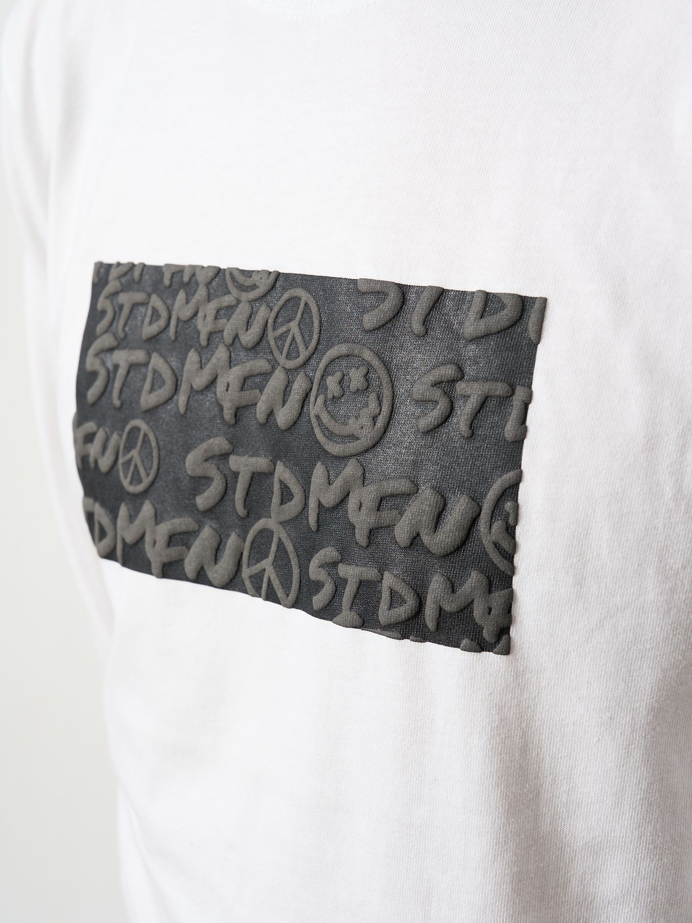 【予約品 5月8日(木) AM10時 締切】 5.6ozコットン天竺 ボックスロゴ発泡プリントLS Tシャツ / ホワイト