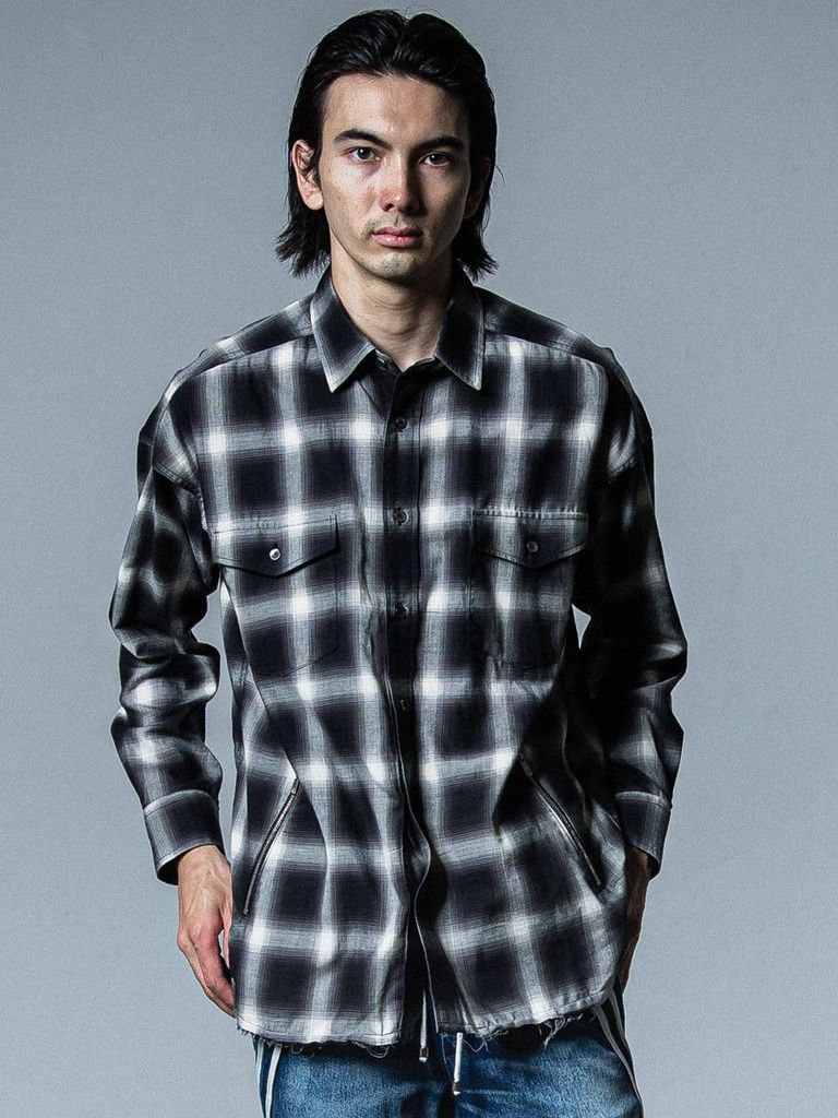 RESOUND CLOTHING - OVER GOWN CHECK SHIRTS / チェックシャツ / ブルー | BRYAN