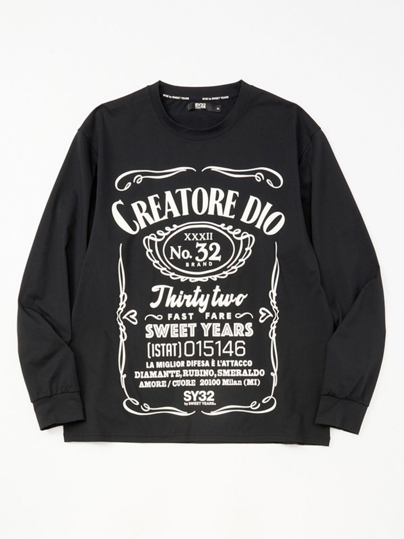BIG PRINT L/S TEE / ビッグプリント 長袖Tシャツ / ブラック 【SY32 by SWEET YEARS】
