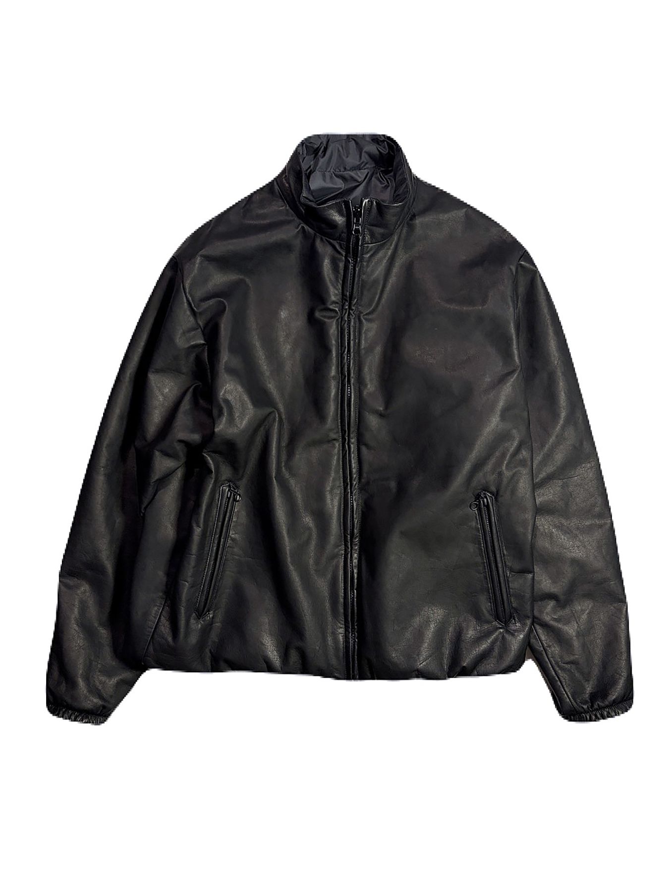 【予約品 3月9日(月) 18:00 締切】COW LEATHER ZIP JKT / カウレザー スタンド ジップ ブルゾン / ブラック