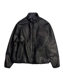 【予約品 3月9日(月) 18:00 締切】COW LEATHER ZIP JKT / カウレザー スタンド ジップ ブルゾン / ブラック