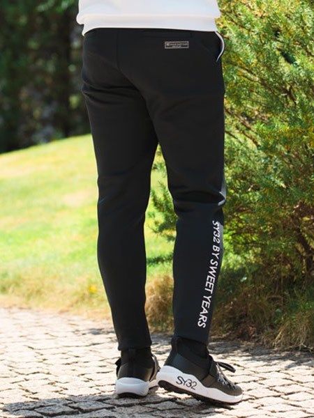 DOUBLE FACE CARDBOARD PANTS / ストレッチパンツ / ブラック 【SY32 by SWEET YEARS GOLF】