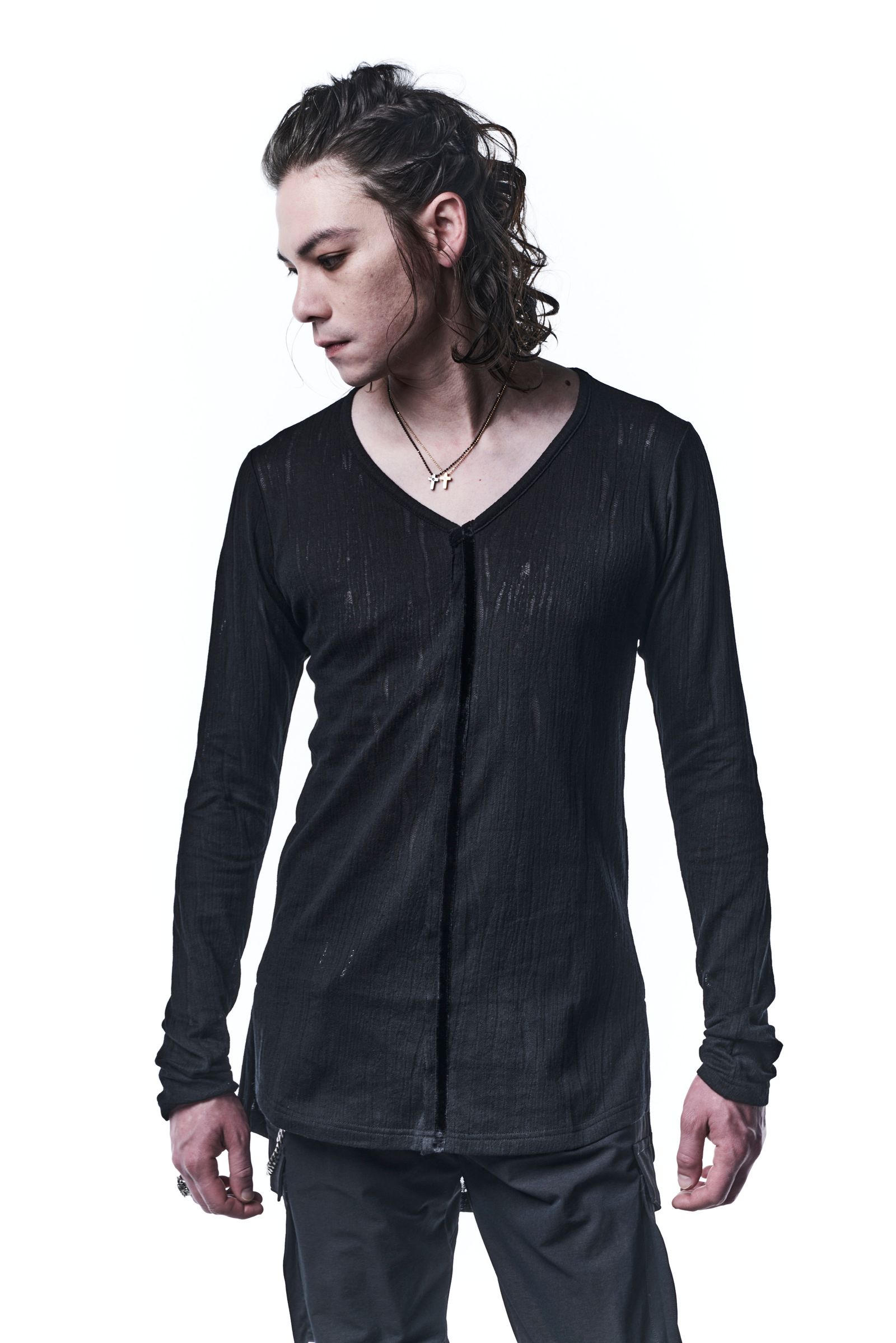 《予約品》 VelvetTP V-Neck Tシャツ LacyJQD Jersey / Black 【kiryuyrik】 8月入荷予定