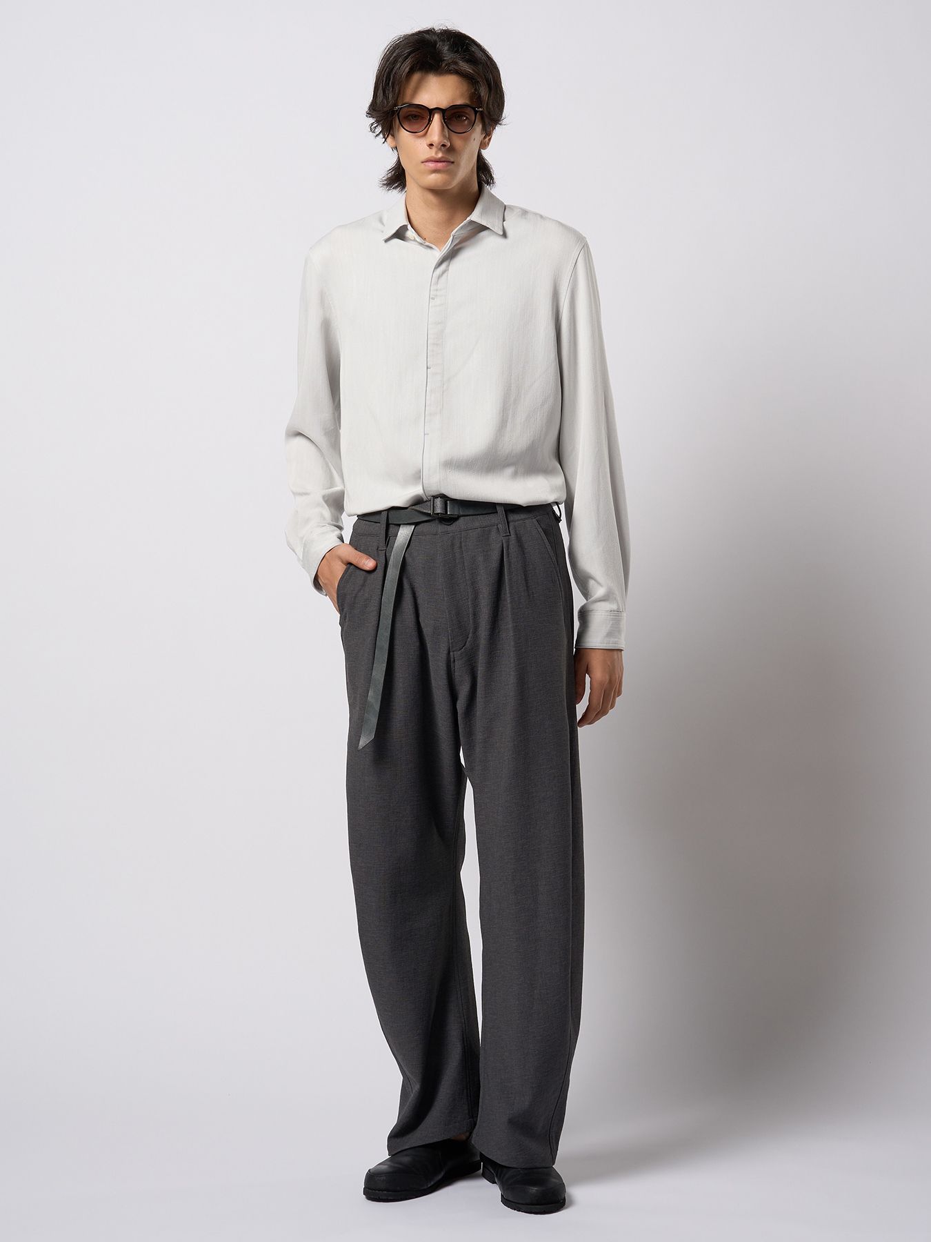【予約品 9月23日(火) 締切】W-ring long belt / Wリング ロングベルト / グレー