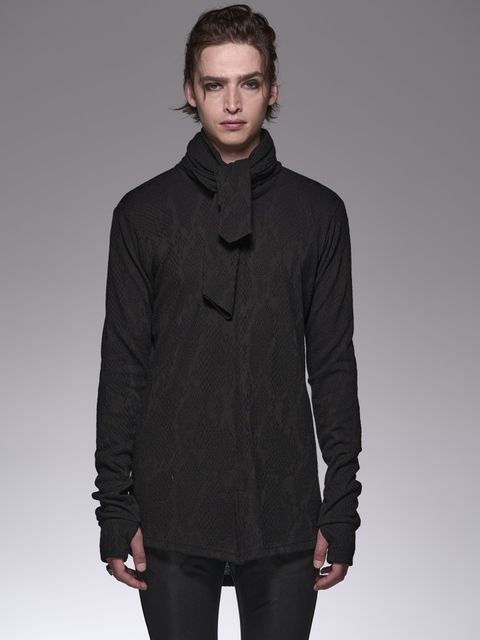 《予約品》 StoalShirt / パイソンジャガード織ストールシャツ / ブラック