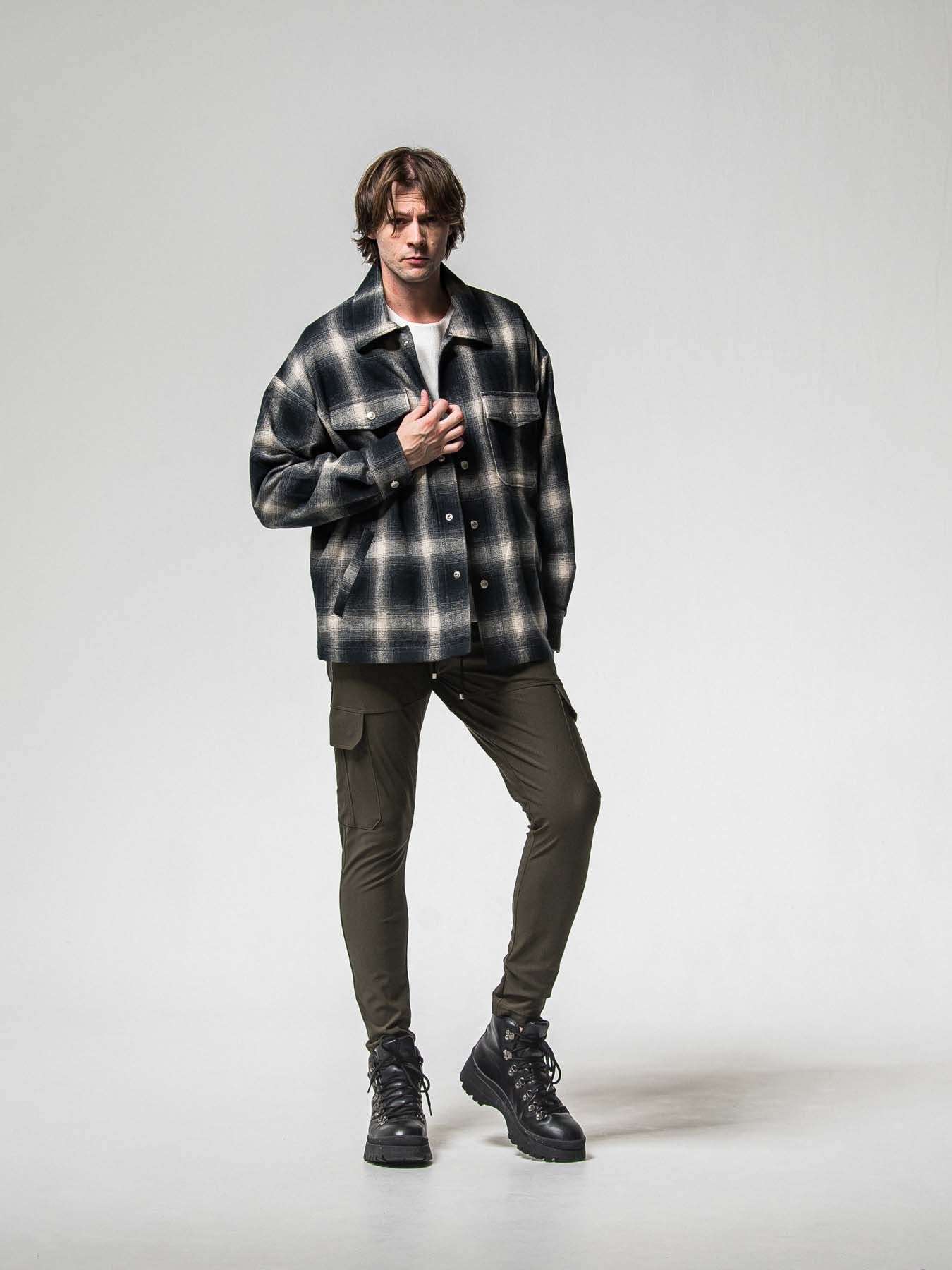 【予約品 8月31日(日) 締切】FLANNEL CHECK JK / フランネルチェック ジャケット / ブラック