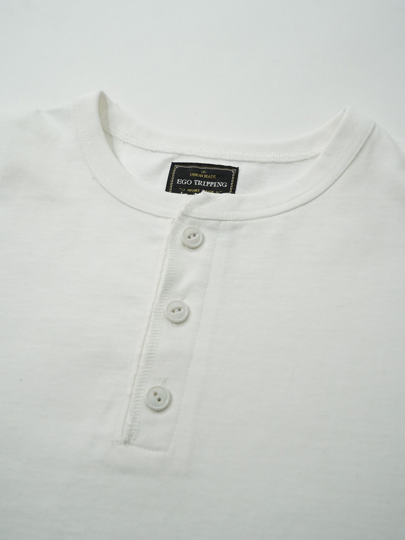 【予約品 5月6日(水) 締切】FLATSEAMME-HENLEY / ヘンリーネックカットソー / ホワイト