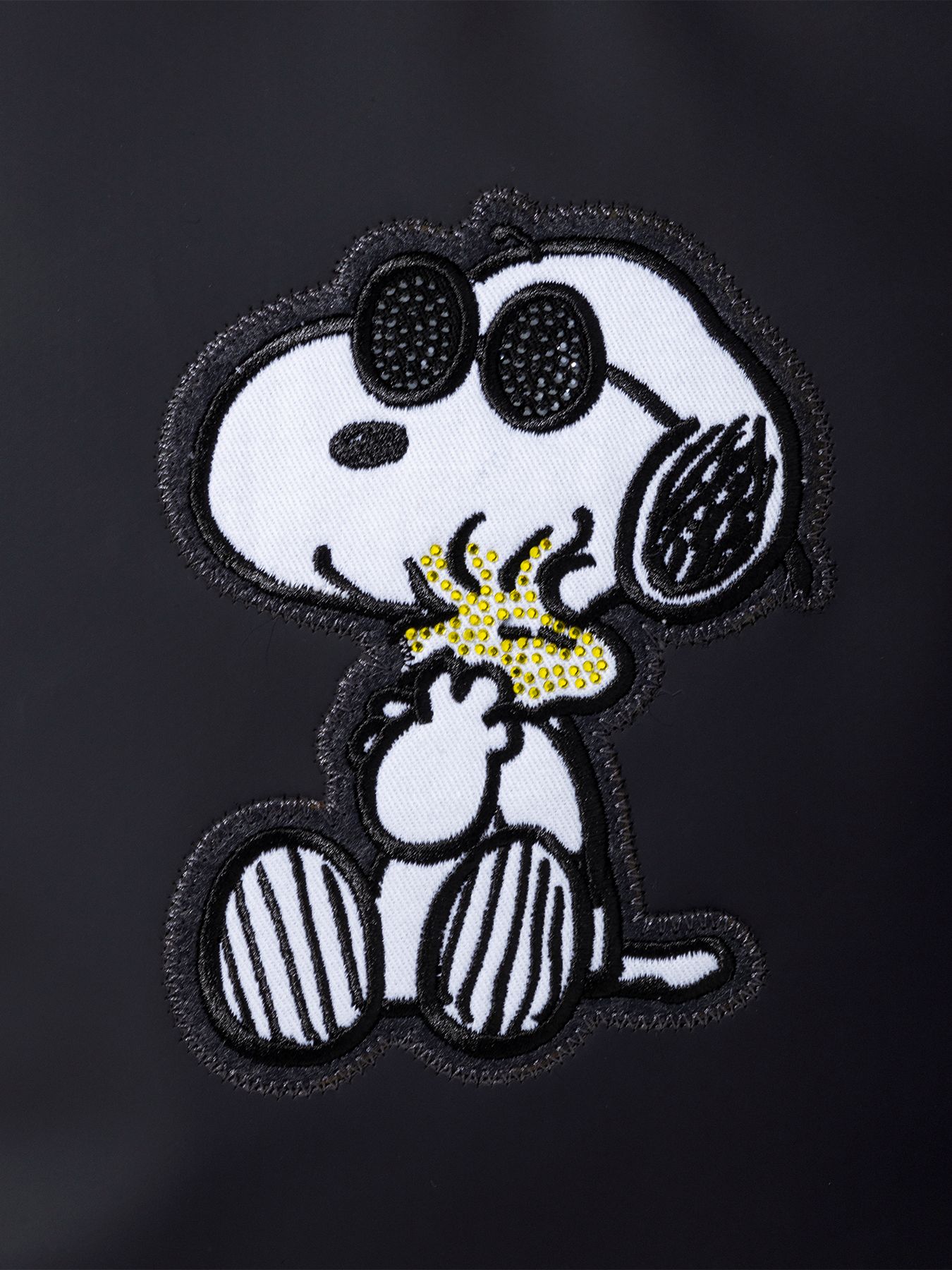 《スヌーピー コラボ》ラインストーン SNOOPY & WOODSTOCK ミニトートバック / ブラック【PEANUTS × 1PIU1UGUALE3 RELAX】