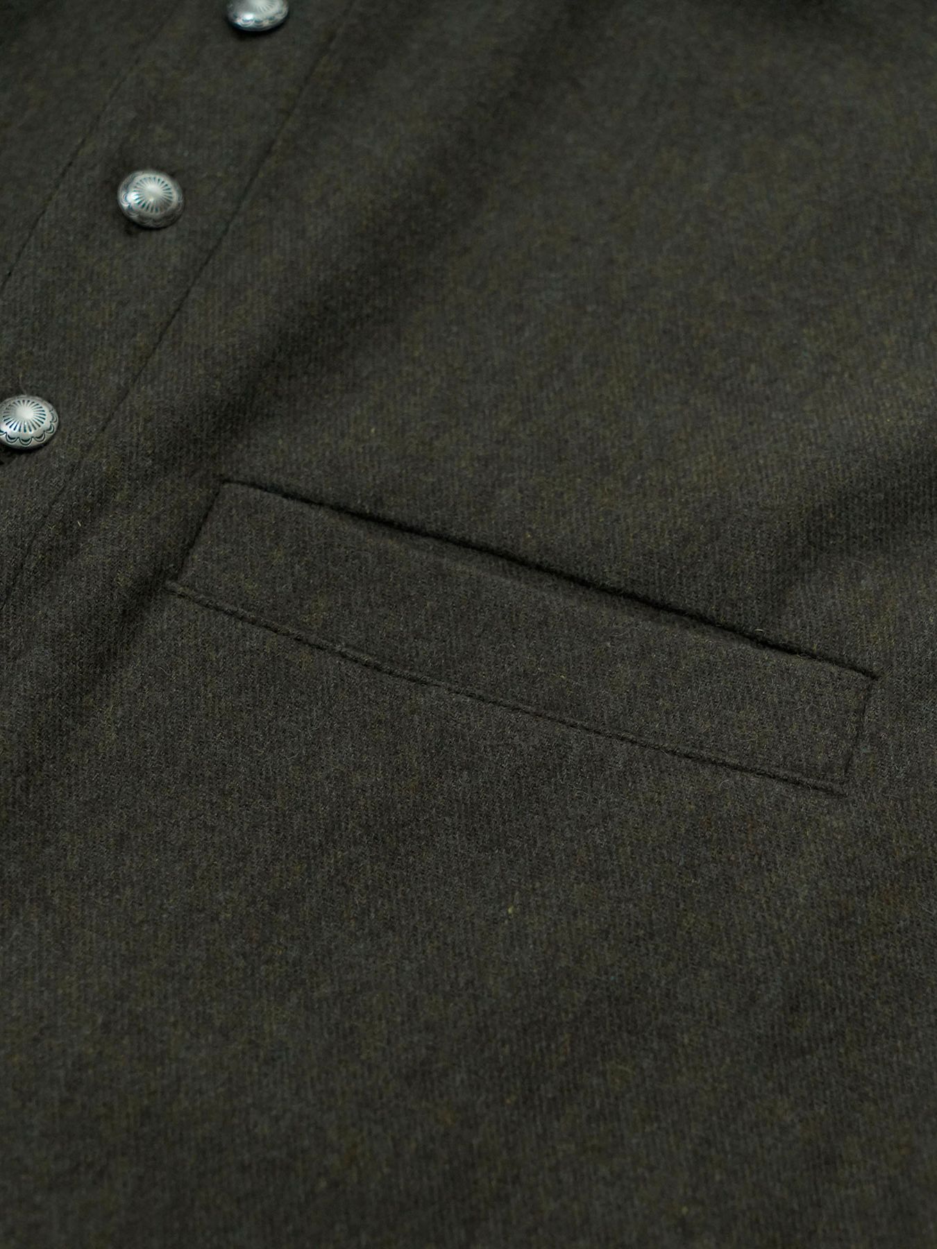 【予約品 】Bojour / ウール デザインシャツ / 杢オリーブドラブ