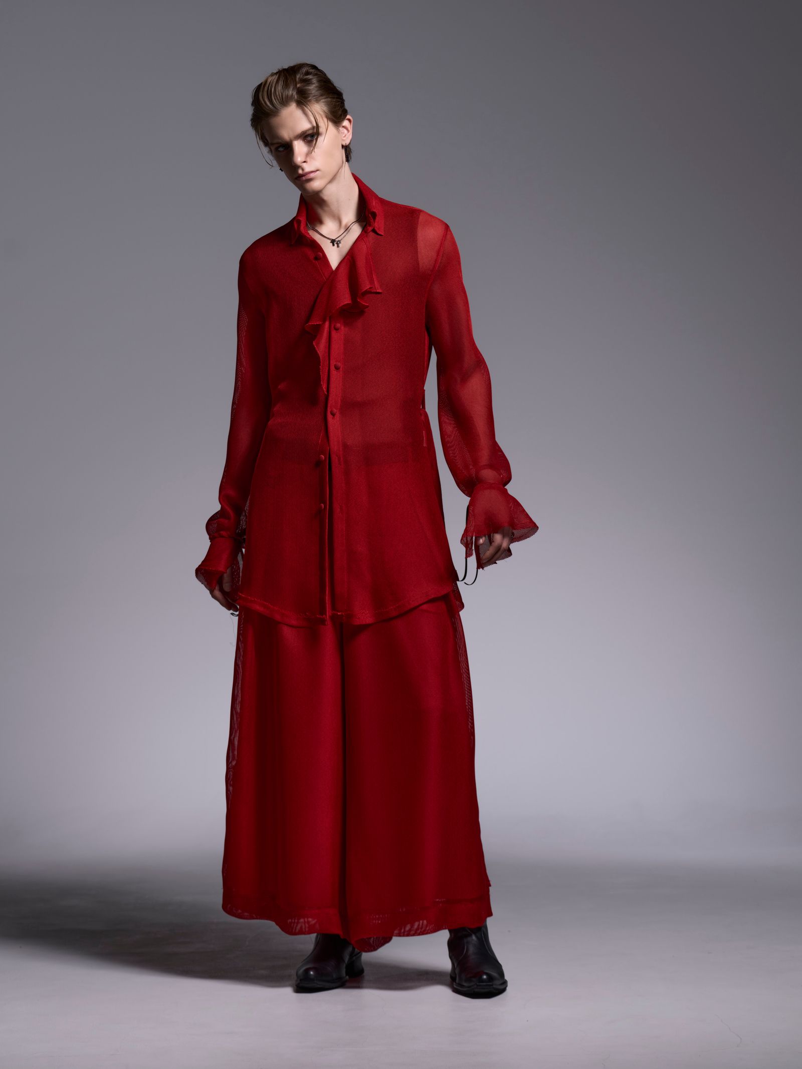 【予約品 1月4日(日) 締切】Wide Tuck Slacks / ワイドタックスラックス / レッド