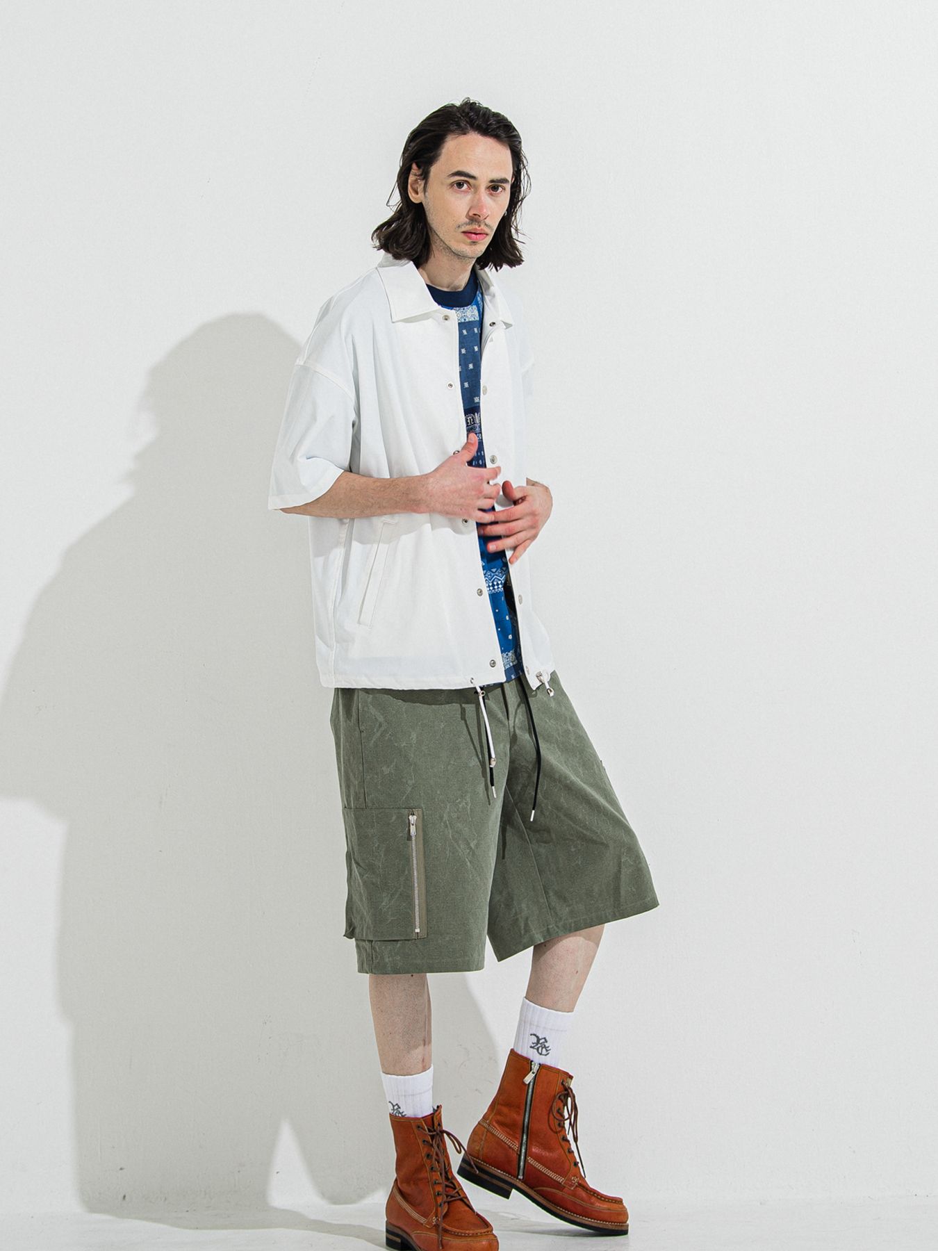 【予約品 】NYLON HALF COACH JACKET / ナイロンハーフコーチジャケット / ホワイト