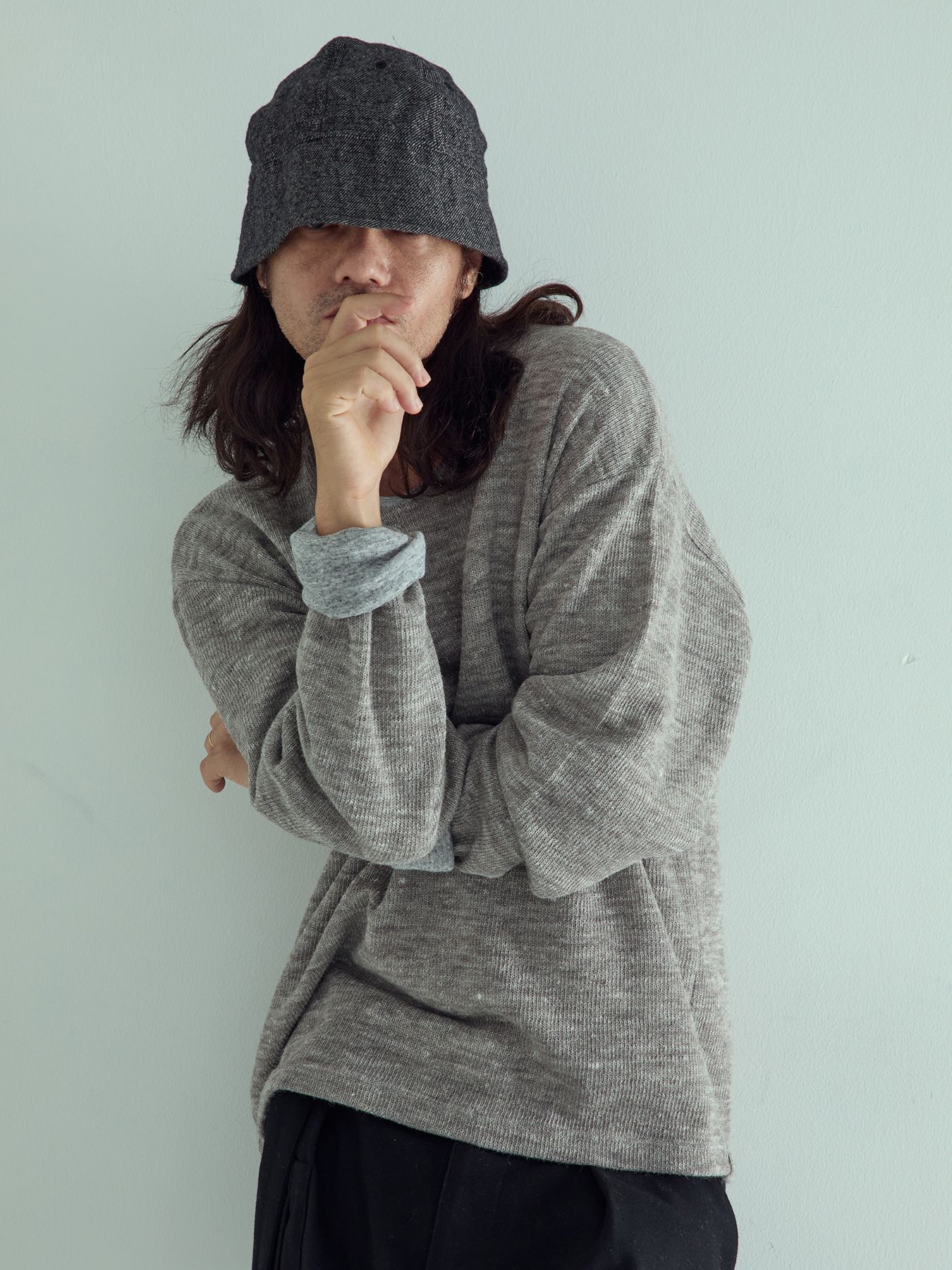 【予約品 】ROLLSLEEVE / ロングスリーブ Tシャツ / ライトグレー