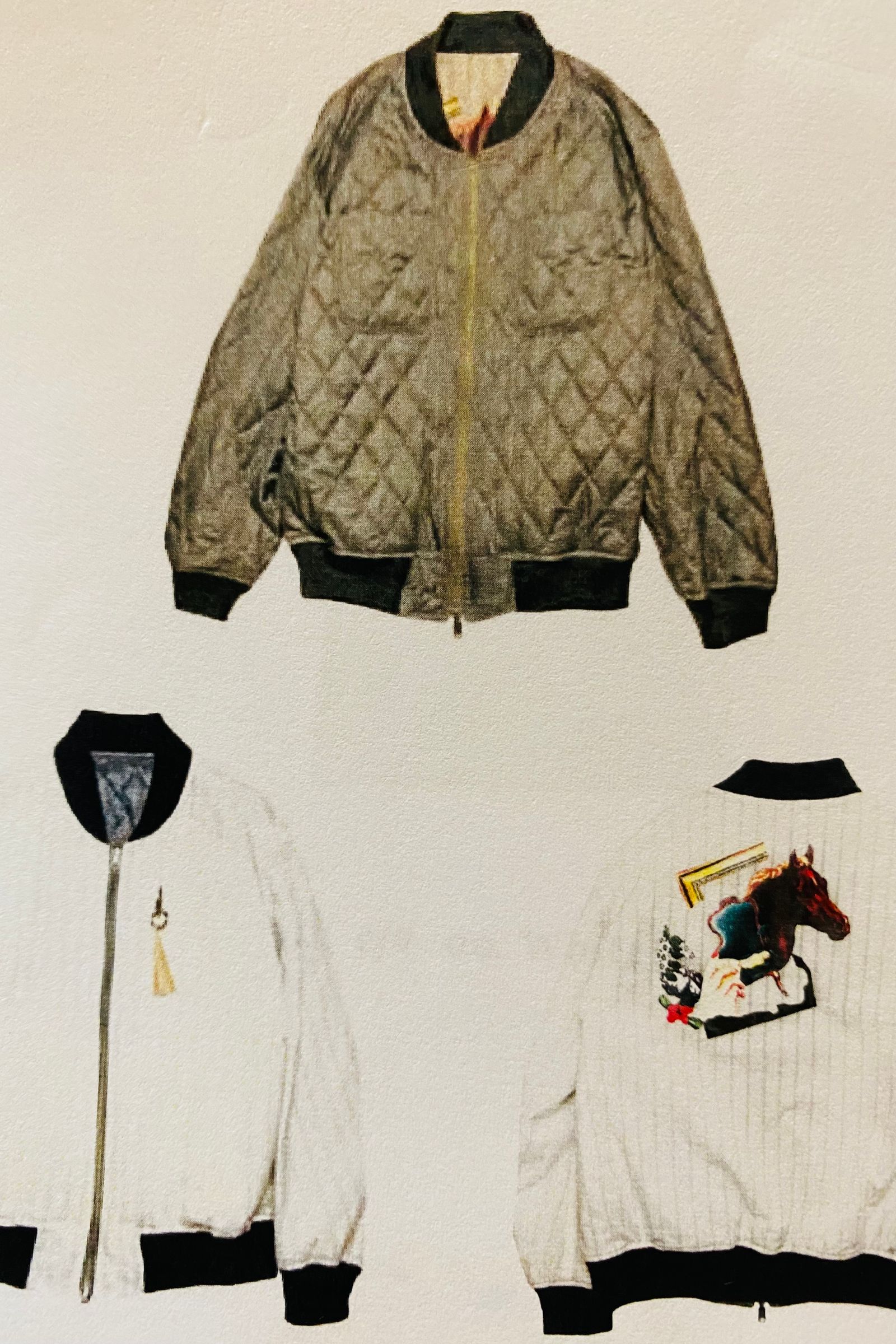 リバーシブルブルゾン キルティング×ストライププリント WhiteGray 71MICHAEL