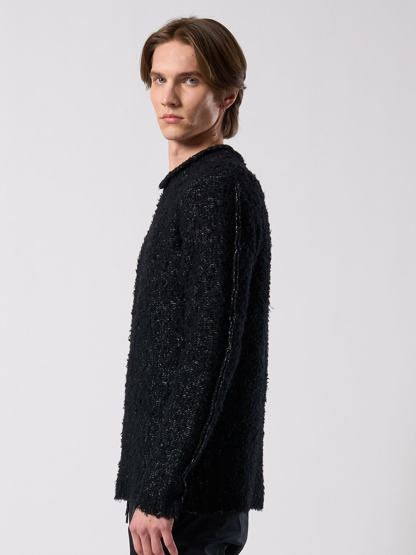 【予約品 4月19日(日) 18時締切】fancy yarn crew-neck knit / クルーネックニット / ブラック