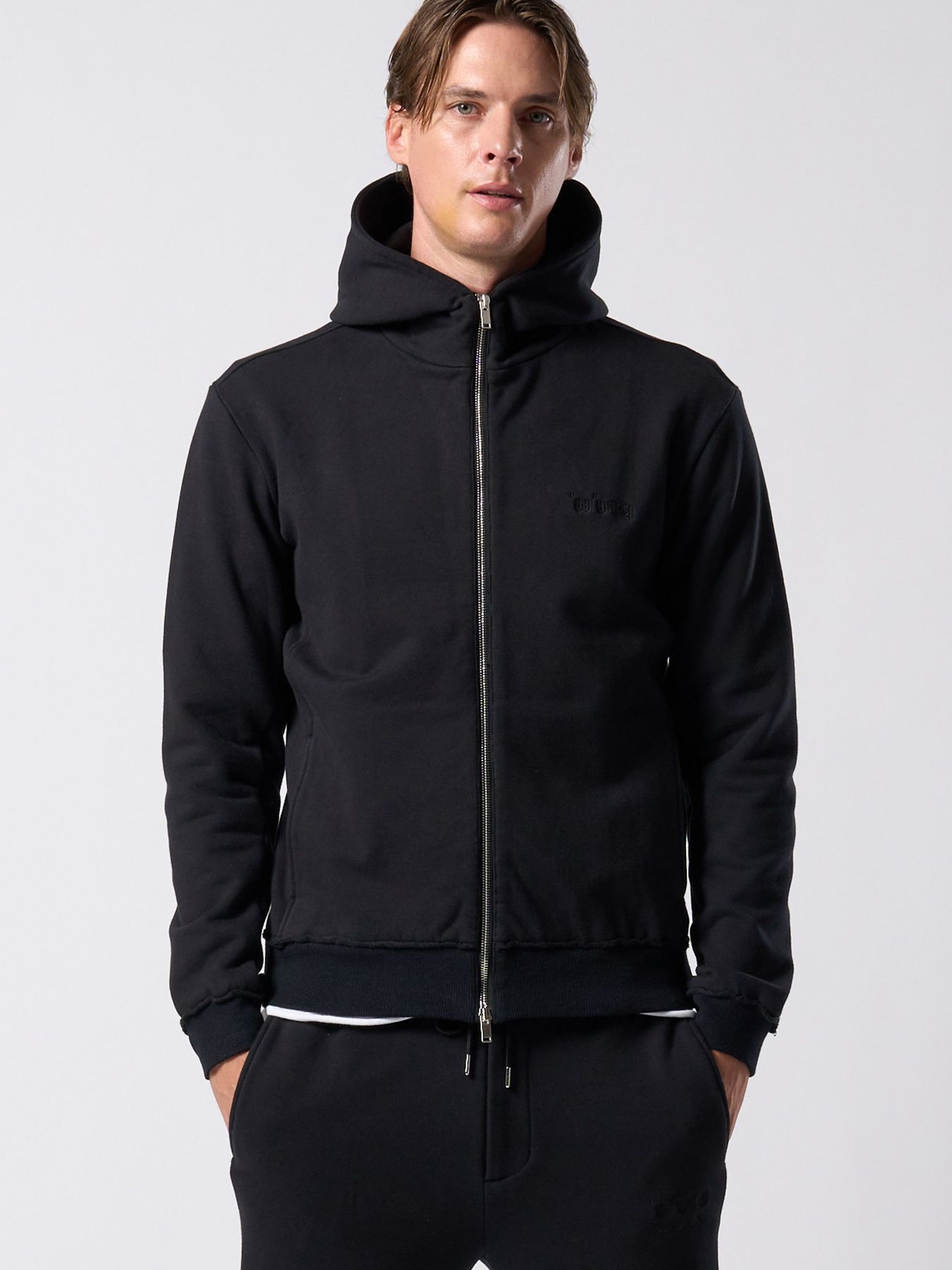 【予約品】muta × wjk collection：super urake zip-up parka / 裏毛ジップアップフーディ / ブラック
