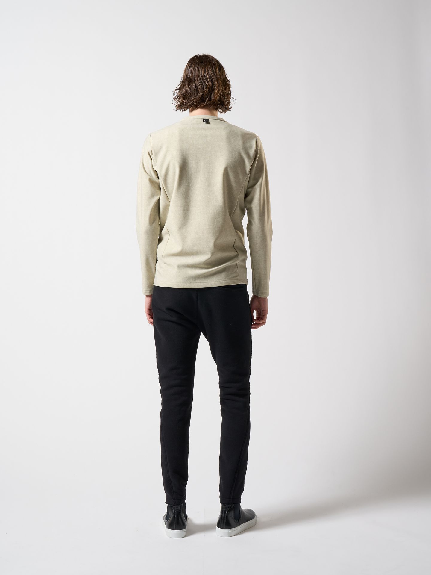 【予約品】 hem zip seam pants / スリムパンツ / ブラック