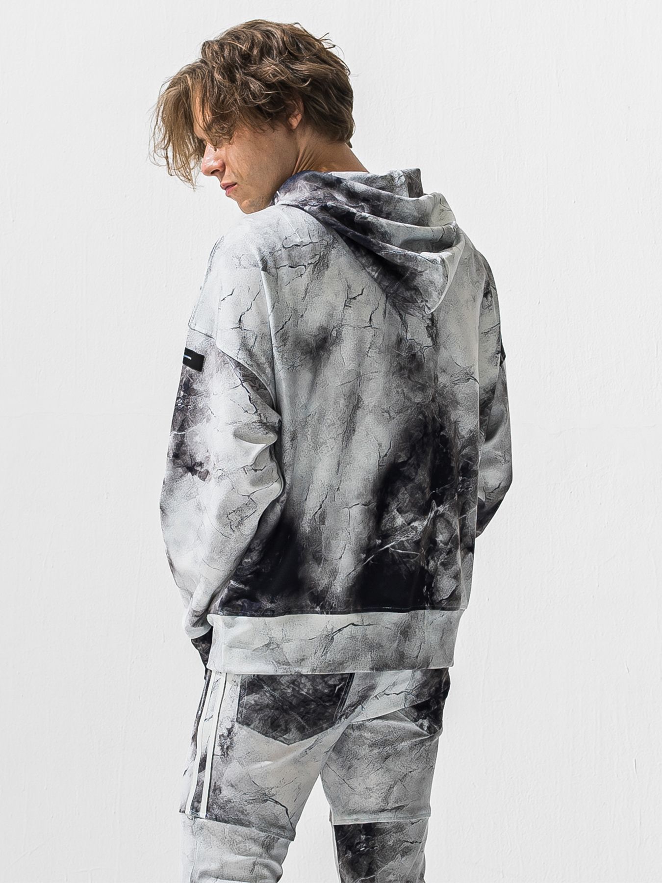 【予約品 9月6日(日) 締切】OVER HOODIE / トリコット オーバーパーカー / マーブルホワイト