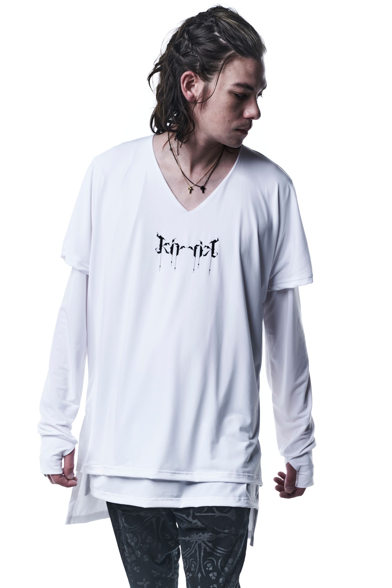 《予約品》 LayerdLongSleevesV-T-Shirts Tシャツ BEATENJIKU / White&White 【kiryuyrik】 7月入荷予定